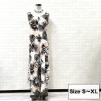 オールインワン レディース ベージュ ハワイアン コンビネゾン セットアップ ワイドパンツ ノースリーブ サロペット 上下つなぎ ハワイアンテイスト リゾート