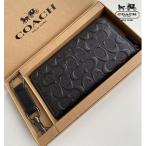 COACH コーチ エンボスド シグネチャー クロスグレーン レザー メンズ ジップ アラウンド 長財布 58113 ブラック