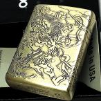 ZIPPO 風神雷神 ジッポ ライター 4面連続彫刻 アンティークブラス お守り 真鍮古美 神様 かっこいい 和柄 ゴールド 渋い 動画有り