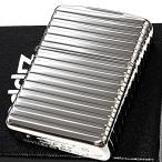 ZIPPO ライター 重厚 アーマー ホリゾンタル ストライプ ジッポ 4面連続加工 ダイアノシルバー 彫刻 シンプル ギフト