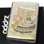 ZIPPOライター 宝船 和柄 ジッポ シルバー 日本 七福神 和風 縁起物 お守り 銀 デンチュウバン メンズ プレゼント ギフト