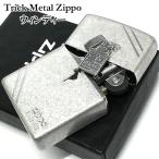 ショッピングzippo ZIPPO ウィンディー トリックメタル ジッポ ライター ロゴ メタル かっこいい アンティークシルバー ダイアゴナルライン 彫刻