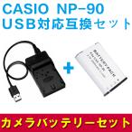 送料無料 CASIO NP-90 対応互換バッテリー＆USB充電器セット デジカメ用USBバッテリーチャージャー EX-H10 EX-H15　EX-FH100　EX-H20G