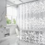 シャワーカーテンバスカーテン防水速乾防カビプリント浴室ホワイト花撥水加工お風呂厚手防水布シンプル180*180