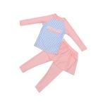 送料無料 水着 女の子 子供 キッズ ジュニア ラッシュガード セパレート 日焼け対策 長袖 100 110 120 130 140 ストライプ ピンク スカート レギンス