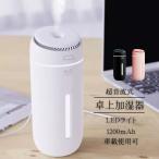加湿器 卓上 小型 Type-C充電式 大容量350ML 超音波式 次亜塩素酸水対応 静音 持ち運び便利 軽量 コンパクト コードレス 2段階ミスト 7色LEDライト