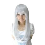 ウィッグ レディース ロング ストレート シルバー 銀 銀髪 フルウィッグ コスチューム コスプレ80cm ネット付