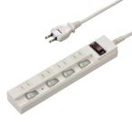 オーム電機 多機能節電タップ 4個口 5m00-6930 HS-TPKV45PBT-W[電源タップ・延長コード_ブレーカー付・多機能タップ]