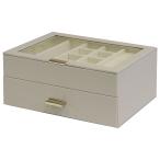 （メーカー直送）MOJYU ジュエリーボックス Asha アシャ 2段 グレージュ JWB-016