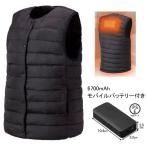 アイリスオーヤマ ウィメンズヒートベストセット Uネック モバイルバッテリー6700mAh付き ブラック GT21623-BK