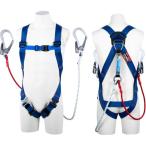 ■TSUYORON ライトハーネス ツインランヤード付き 三つ打ちロープ 青 Mサイズ【1638223:0】[店頭受取不可]