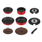 [即納在庫品] サーモス フライパンセット 取っ手のとれるフライパン9点セット ガス火専用 ブライトレッド KSC-9A BTR 20cm 26cm 炒め鍋 24cm 鍋 18cm ギフト