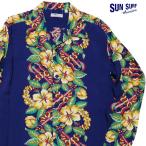 ショッピングアロハシャツ SUN SURF サンサーフ アロハシャツ 長袖 BLESSING GIFTFROM HAWAII レーヨン ネイビー ハワイアンシャツ SS29202