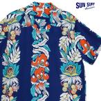 SUN SURF サンサーフ アロハシャツ PARADISE FLOWER 半袖 ハワイアンシャツ レーヨン ネイビー 日本製 SS39416