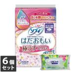 ショッピングシルコット 【今ならシルコットウェットプレゼント】6個セット ユニ・チャーム ソフィ はだおもい 極うすスリム 特に多い昼用 羽つき 26cm 28コ入
