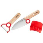 Opinel オピネル 子供用クッキング3点セット (レッド) 包丁・ピーラー・指ガード 【要:保護者監視 】