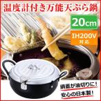 【日本製】 IH対応 天ぷら鍋 20cm 油切りになる鉄製蓋付き 温度計付き TM-9467
