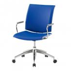 藤沢工業(TOKIO)　ミーティングチェア　FMP-5AL-S インディゴブルー(レザー)