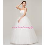 ウェディングドレスストーン飾りベルト編み上げボートネックビスチェE112