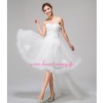 ウェディングドレスビーズ＆ストーン飾り折り目のビスチェふわふわソフトチュー...