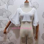  двойной оборка блуза обычный обычный шифон рукав глубокий V шея внутренний tops наружный блуза свадьба болеро 2. рука покрытие гетры для рук прозрачный чувство перо ткань One-piece для 