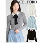 (10%OFF&PT5倍)  CELFORD  セルフォード　ボウタイリボン衿付きニットプルオーバー  25秋冬. CWNT261023