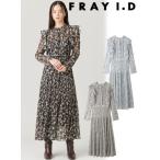 (セール40%OFF) FRAY I.D  / フレイアイディー プリントプリーツラッフルワンピース  24秋冬. FWFO245057
