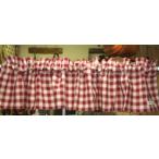  Country check * cafe curtain (20cm) frill less / dark red 