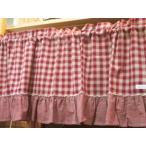  Country проверка * внизу оборка короткие занавески (50cm) темно-красный 