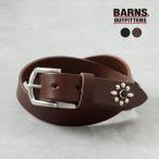 ショッピングスタッズ BARNS バーンズ  栃木レザー スタッズ le-4343 30mm メンズ サマーオイルレザー 日本製  本革 レザーベルト 定番 ビンテージ 国産 黒 茶 シンプル バックル