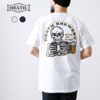 Tシャツ メンズ カットソー アメカジ 半袖 バックプリント ロゴ 大きいサイズ S-2XLサイズ 厚手 スカル BEER ビール おしゃれ 横濱 HEATH
