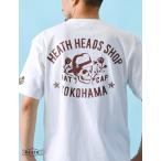 Tシャツメンズ半袖7.4ozバックプリントスカル丸胴アメカジHEATHS-2XL