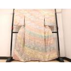 平和屋着物●訪問着　駒刺繍　絞り　花唐草文　金彩　正絹　逸品　AABA8900ph