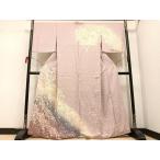 平和屋着物●訪問着　絞り　桜　暈し染め　銀通し地　正絹　逸品　AABC1752ph