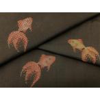 ショッピング金魚 平和屋着物▽本場大島紬　単衣　7マルキ　総絣　地空き　金魚　正絹　逸品　BAAU3500hj