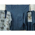  flat мир магазин кимоно * мужчина подлинный Ooshima эпонж ансамбль * длинное нижнее кимоно комплект .. натуральный шелк замечательная вещь CAAZ3710yc