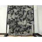 ショッピング着物 平和屋着物●豪華振袖　総絞り　雲取り竹並び草花文　黒地　正絹　逸品　CABB4038yc