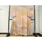 平和屋着物●訪問着　駒刺繍　絞り　牡丹吉祥花文　金彩　正絹　逸品　CABC6457yc