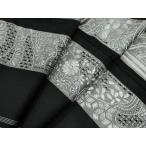 平和屋着物●中国三大刺繍　スワトウ刺繍　総刺繍　小紋　本場大島紬地　吉祥花松唐草間道　ロング丈　正絹　逸品　CABC6644yc