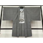  flat мир магазин кимоно - первоклассный мужчина длина перо тканый шелковый креп чёрный земля замечательная вещь не использовался CYAA4964s6