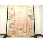 ショッピング着物 平和屋着物●訪問着　駒刺繍　吉祥花文　松竹梅　暈し染め　金彩　反端付き　正絹　逸品　DAAR0265yyy