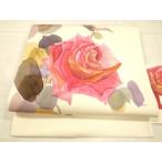 ショッピング薔薇 平和屋着物●塩瀬　九寸名古屋帯　作家物　手描き　薔薇　バラ　正絹　逸品　DAAX5762cm