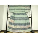 平和屋着物●訪問着　杢目絞り　横段花文　金彩　正絹　逸品　DAAY9792az