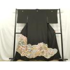 平和屋着物■豪華黒留袖　渡橋風景文　松竹梅　金彩　正絹　逸品　DAAZ1285qa