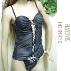 USAインポート ランジェリー ビスチェ Tバックショーツ セット ピンストライプ柄  /wob010