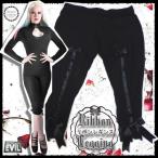 訳あり 在庫処分セール リボン飾りのカプリレギンス レディース ゴシック ファッション 服 黒 まとめ割対象商品/woj053-2