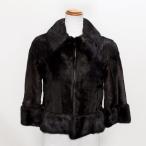 ミンクトリミングキッドゴートショートファージャケット7分丈ダークブラウン爆買