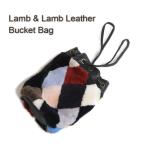 ラムファーラムレザーバケットバッグ手提げバッグバケツトートバッグマルチカラ...