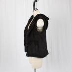 ミンク編み込みファーベストフード付ブラウン