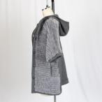 ミンクファーカシミヤ混ニットフードジャケットグレー